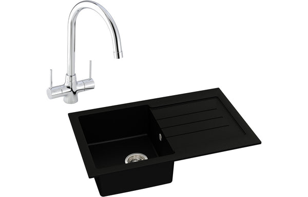 Abode Xcite 1B Inset Black Metallic Sink & Nexa Tap Pack