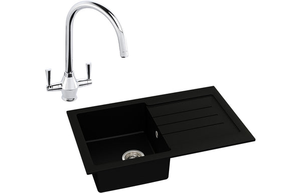 Abode Xcite 1B Inset Black Metallic Sink & Astral Tap Pack