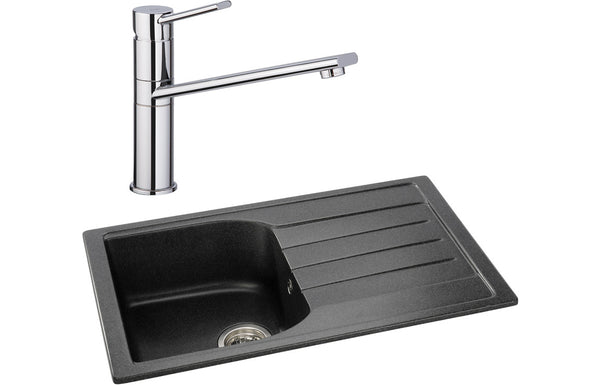 Abode Oriel 1B Inset Black Granite Sink & Specto Tap Pack