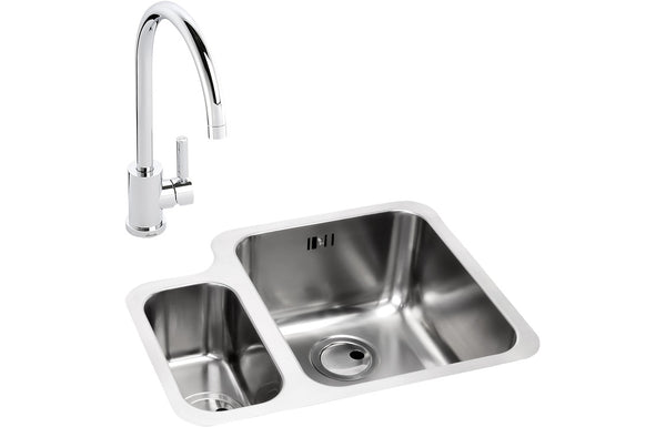 Abode Matrix 1.5B RHMB Undermount Stainless Steel Sink & Atlas Tap Pack