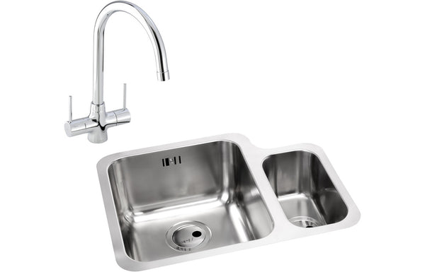 Abode Matrix 1.5B LHMB Undermount Stainless Steel Sink & Nexa Tap Pack