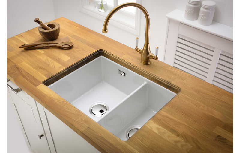 Abode Sandon 1.5B Ceramic Undermount/Inset Sink - White