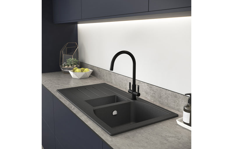 Abode Oriel 1.5B Inset Black Granite Sink & Specto Tap Pack