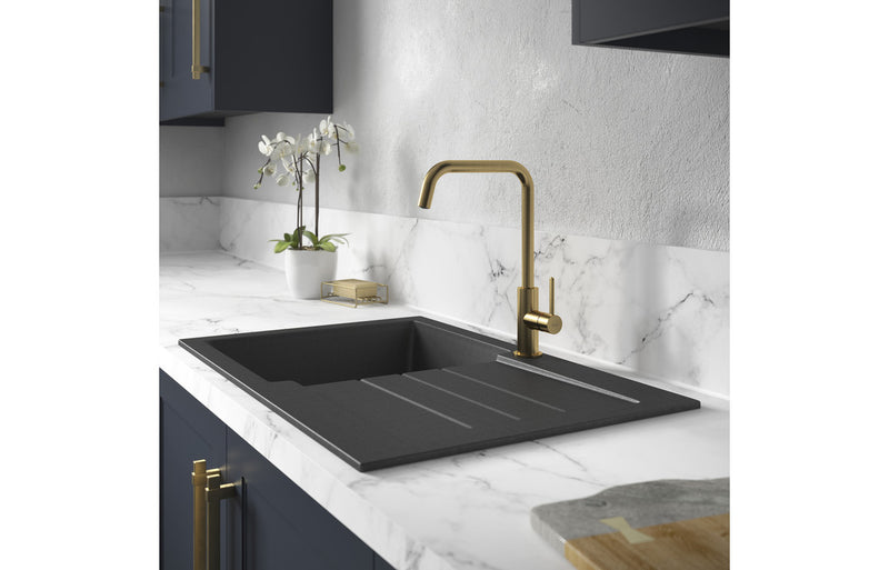 Abode Xcite 1B Inset Black Metallic Sink & Atlas Tap Pack