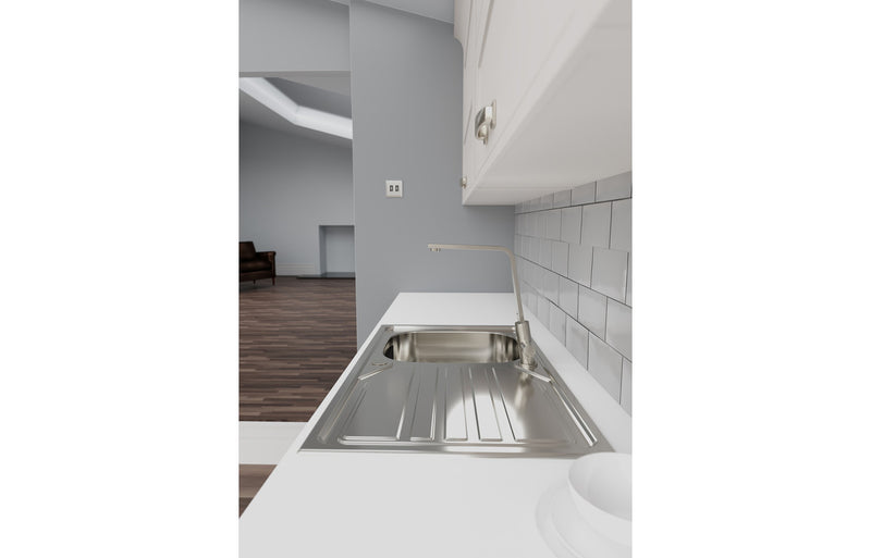 Abode Mikro 1B & Drainer Inset Sink (Boxed inc. waste) - Stainless Steel