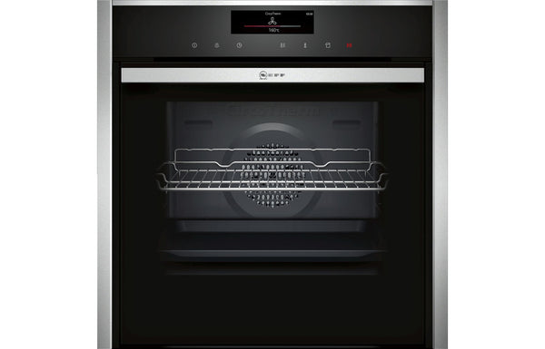 Neff N90 B48FT78H0B Single Slide & Hide Electric Oven with FullSteam - Stainless Steel