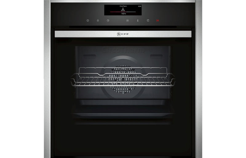 Neff N90 B48FT78H0B Single Slide & Hide Electric Oven with FullSteam - Stainless Steel