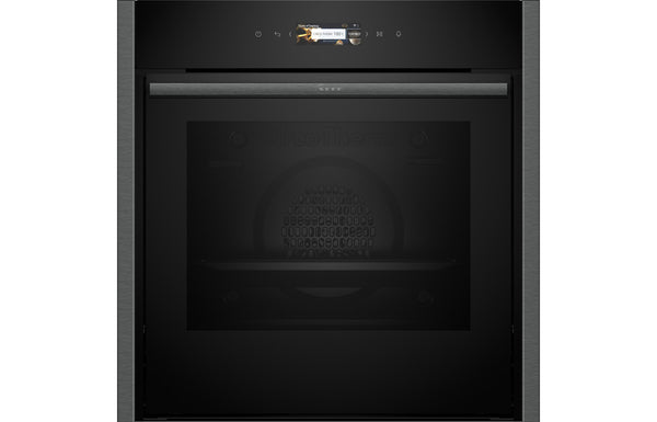 Neff N70 B54CR31G0B Single Slide & Hide Electric Oven - Black with Steel Trim