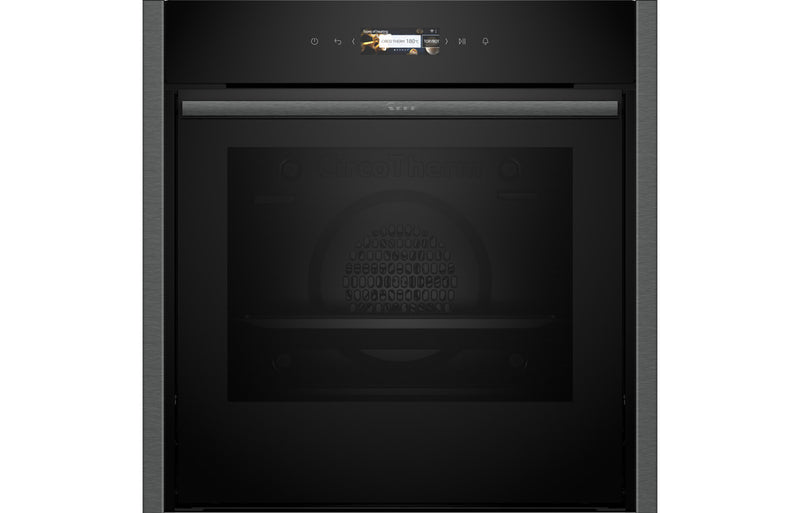 Neff N70 B54CR31G0B Single Slide & Hide Electric Oven - Black with Steel Trim