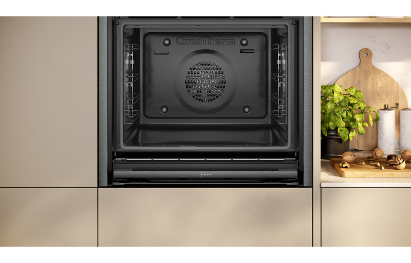 Neff N70 B54CR71G0B Single Slide & Hide Pyrolytic Oven - Black with Graphite Trim