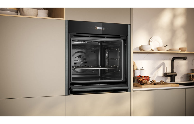 Neff N70 B54CR71G0B Single Slide & Hide Pyrolytic Oven - Black with Graphite Trim