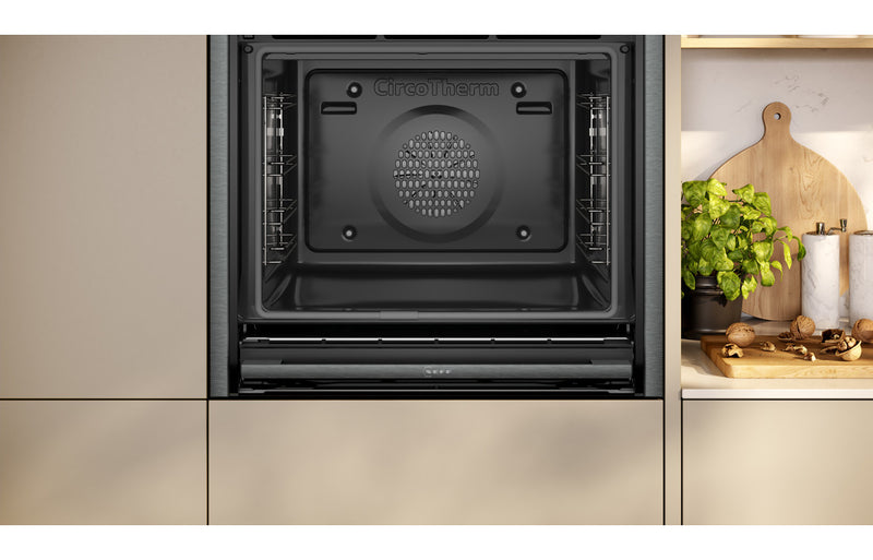 Neff N90 B64CS71G0B Single Slide & Hide Pyrolytic Oven - Black with Graphite Trim