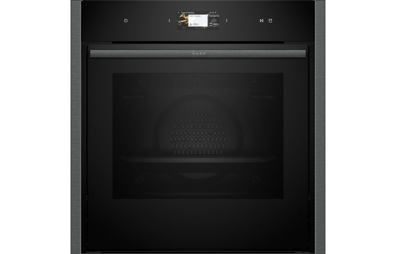 Neff N90 B64FS31G0B Single Slide & Hide Electric Oven with Steam - Black with Graphite Trim