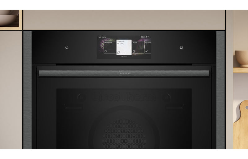 Neff N90 B64VT73G0B Single Slide & Hide Pyrolytic Oven with Steam - Black with Graphite Trim