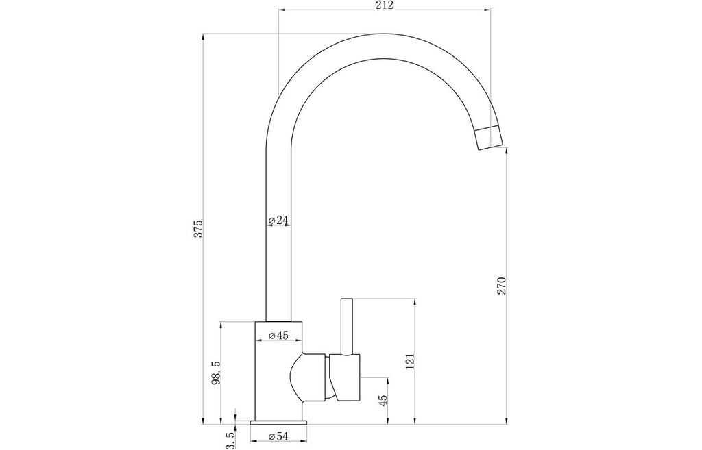 Prima Swan Neck Single Lever Mixer Tap - Copper