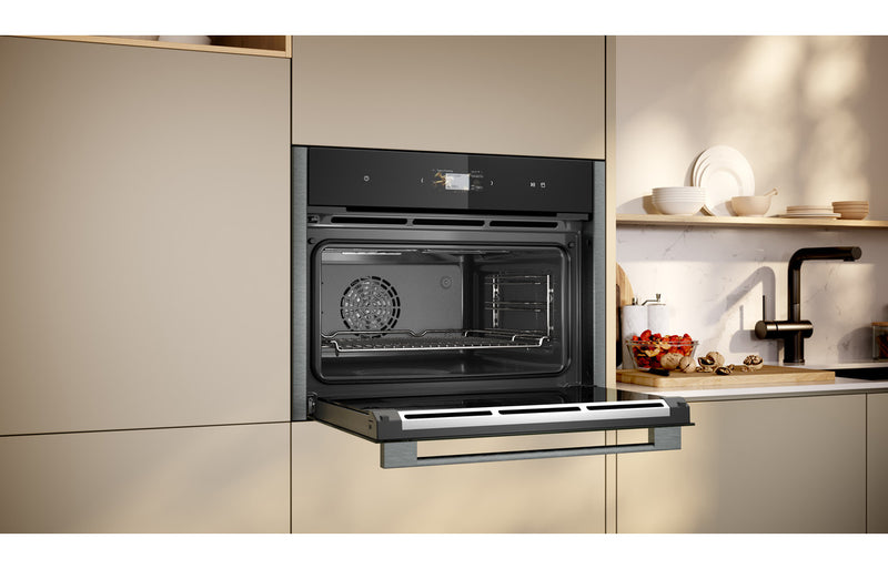 Neff N90 C24FS31G0B Compact Steam Oven - Black with Graphite Trim