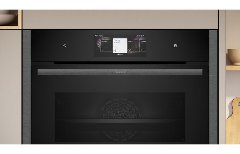 Neff N90 C24FT53G0B Compact Steam Oven - Black with Graphite Trim