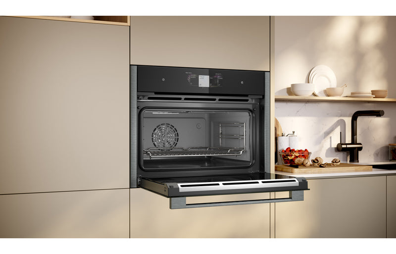 Neff N90 C24FT53G0B Compact Steam Oven - Black with Graphite Trim