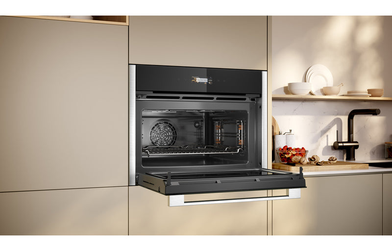 Neff N70 C24MR21N0B Compact Electric Oven & Microwave - Black with Steel Trim