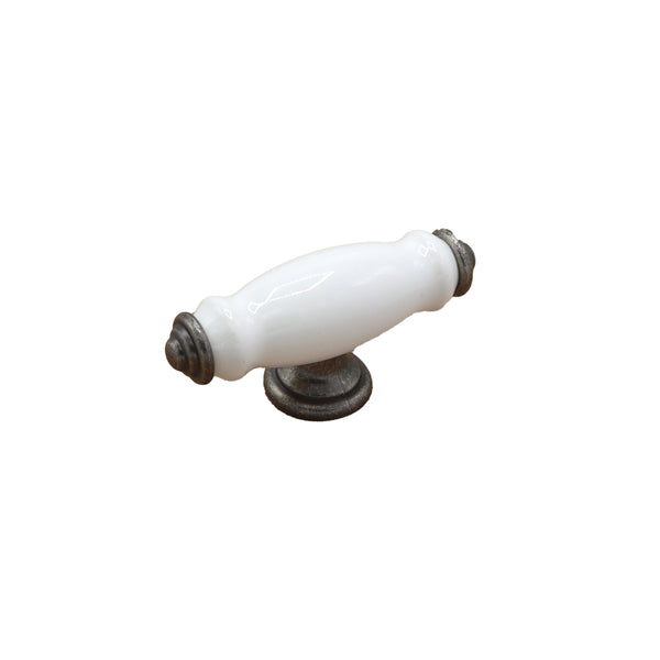 Ceramic T Knob White/Pewter