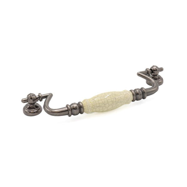 Ceramic Drop Handle Cream Crackle/Pewter