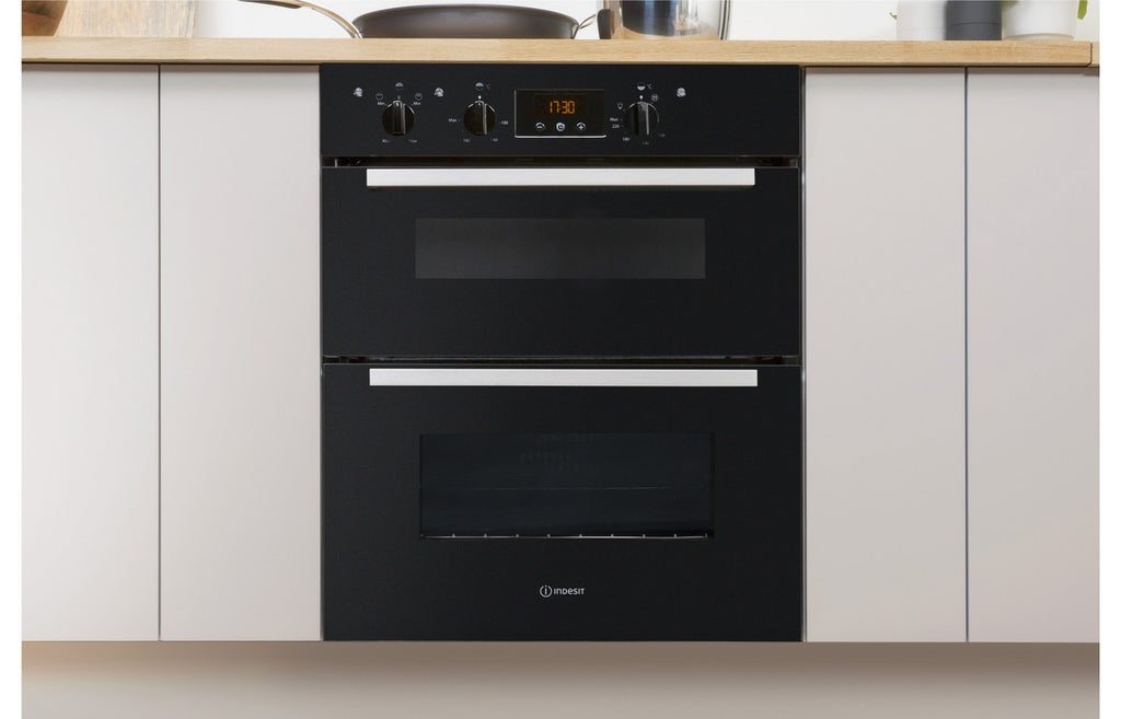 Indesit IDU 6340 BL Built-under Double Electric Oven - Black