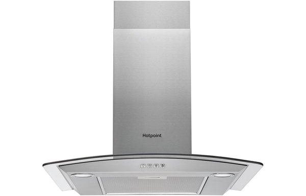 Hotpoint PHGC7.4FLMX 70cm Curved Glass Chimney Hood - Stainless Steel