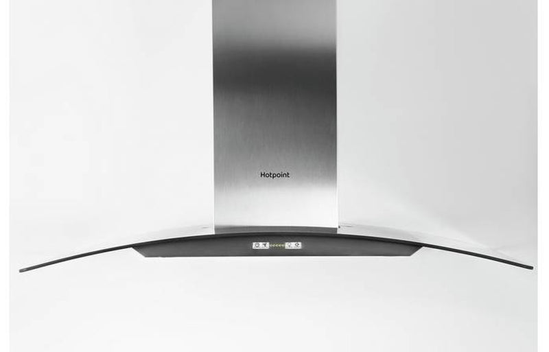 Hotpoint PHGC9.4FLMX 90cm Curved Glass Chimney Hood - Stainless Steel