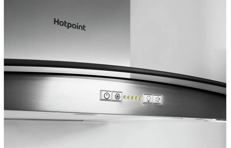 Hotpoint PHGC9.4FLMX 90cm Curved Glass Chimney Hood - Stainless Steel