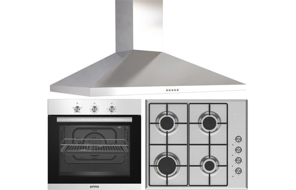 Prima Oven Gas Hob & Chimney Hood Pack - Stainless Steel