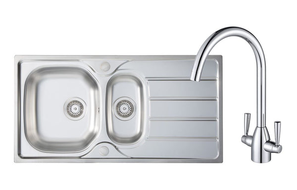 Prima 1.5B Inset Sink & Chelsea Tap Pack - Stainless Steel & Chrome