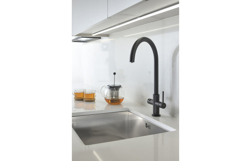 Abode Prothia 3 IN 1 Swan Spout Slimline Monobloc Tap - Matt Black