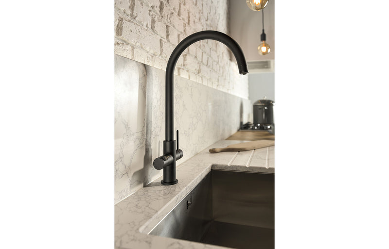 Abode Prothia 3 IN 1 Swan Spout Slimline Monobloc Tap - Matt Black