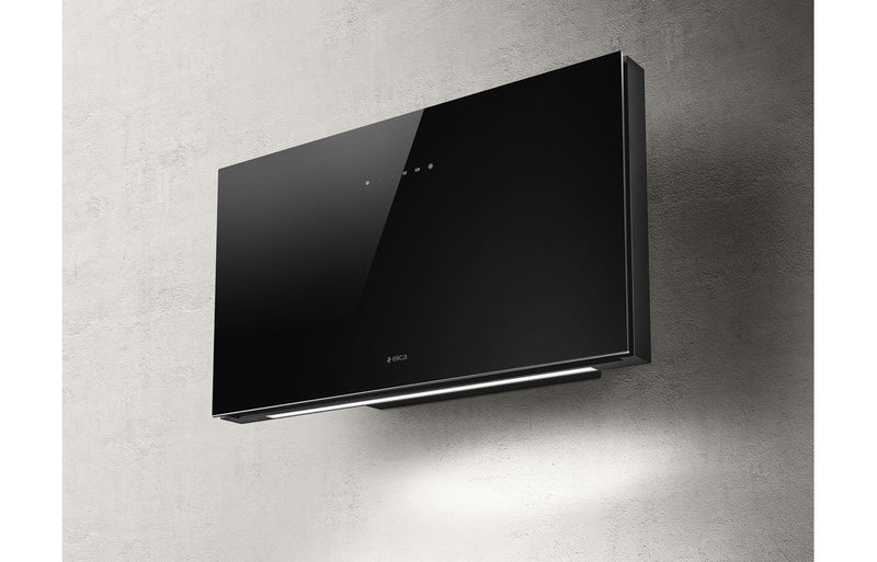 Elica Plat 80cm Chimney Hood - Black Glass