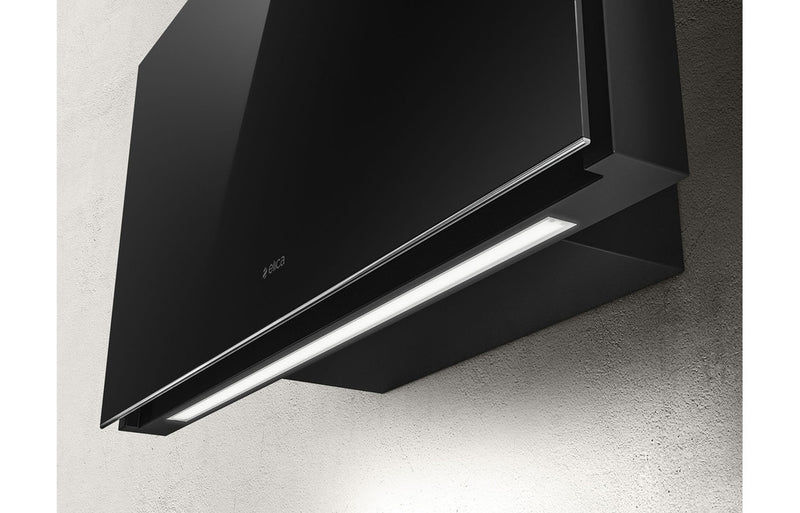 Elica Plat 55cm Chimney Hood - Black Glass