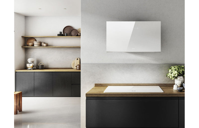 Elica Plat 55cm Chimney Hood - Black Glass