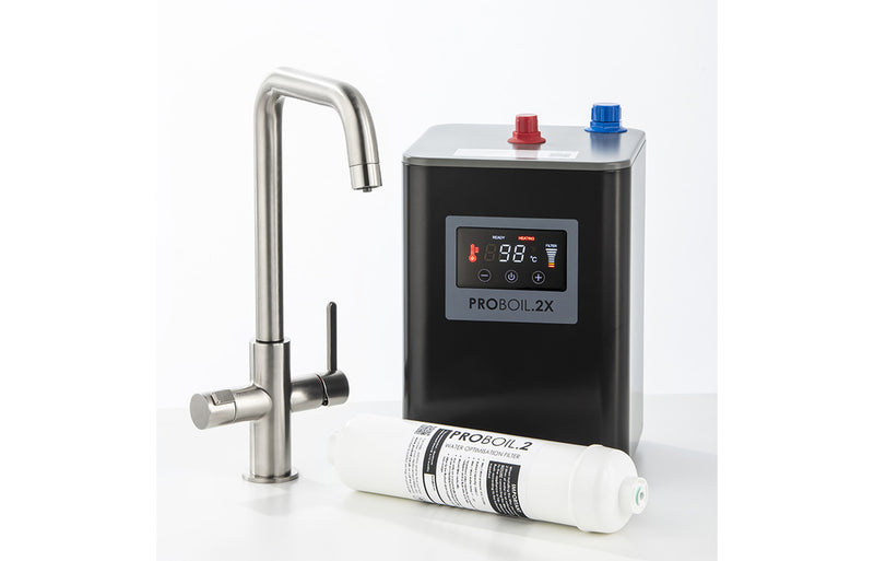 Abode Prothia 3 IN 1 Swan Spout Slimline Monobloc Tap - Matt Black