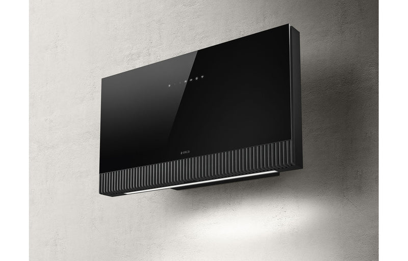 Elica Super Plat 80cm Chimney Hood - Black Glass