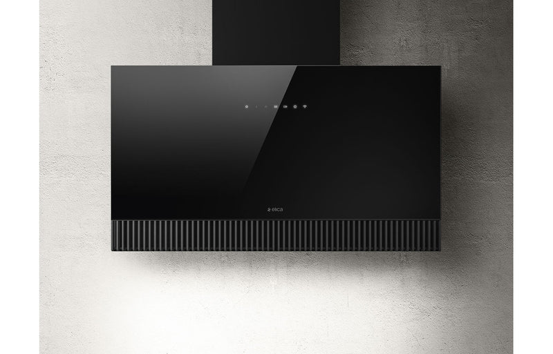 Elica Super Plat 80cm Chimney Hood - Black Glass