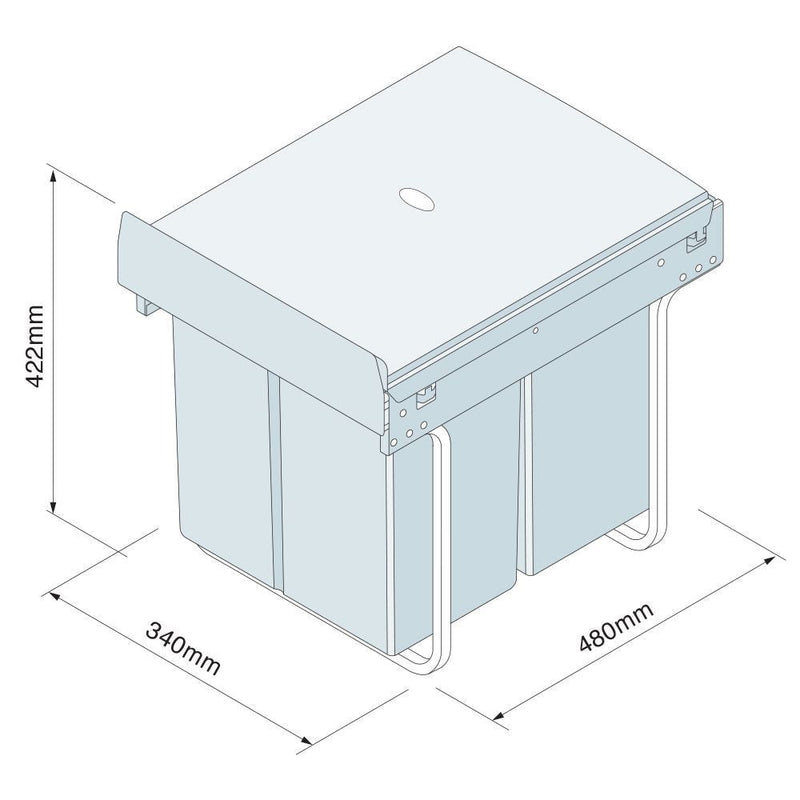 Innostor, Pull Out Double Recycling Waste Bin, Segregated 40 Litre Capacity