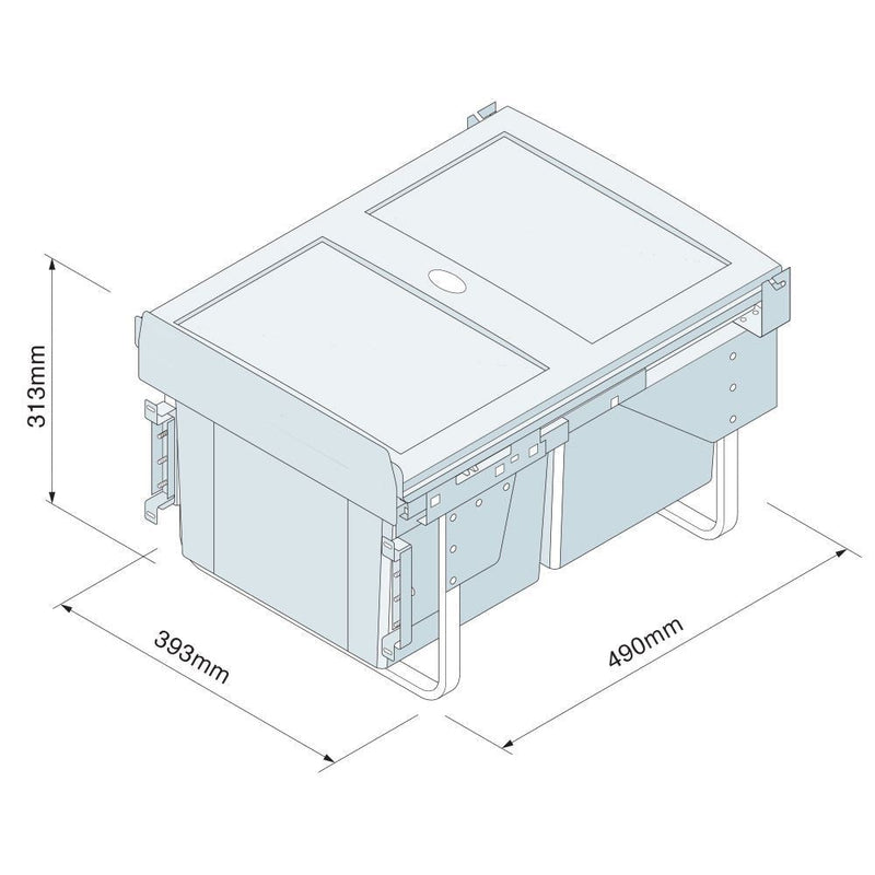 Innostor, Pull Out Triple Recycling Waste Bin, Segregated 30 Litre Capacity