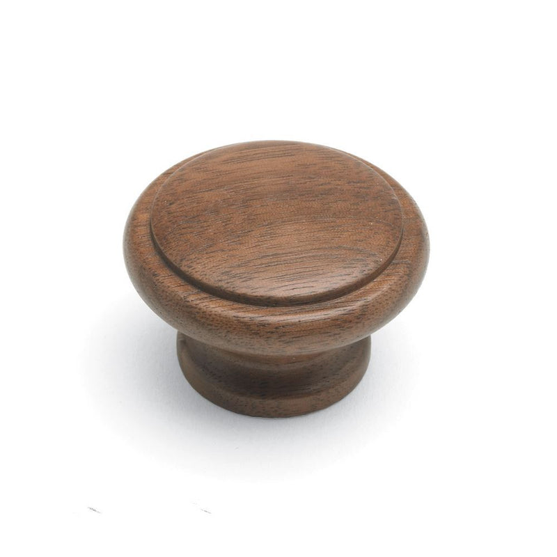 Laithe Ridged Round Wooden Knob Dark Walnut