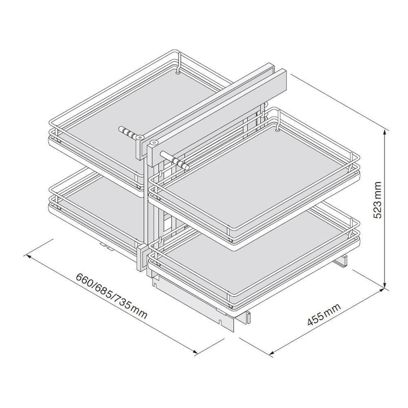 Innostor Plus, Blind Corner Optimiser, To Suit 900mm Wide Base Cabinet