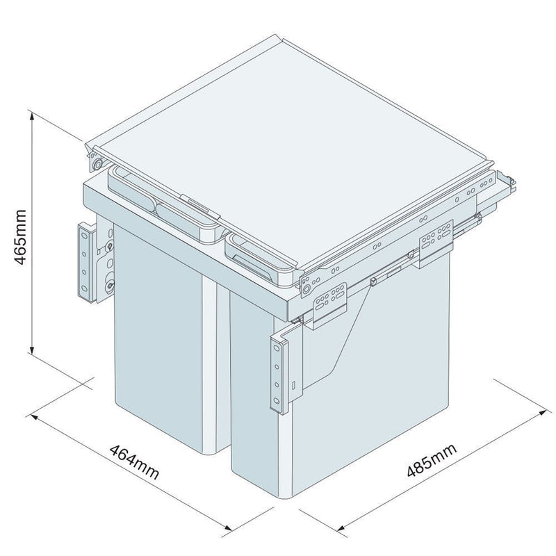 Innostor Plus, Pull Out Triple Recycling Waste Bin, Segregated 45 Litre Capacity