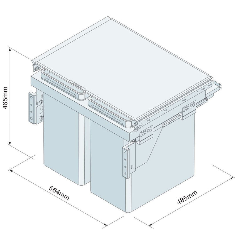 Innostor Plus, Pull Out Double Recycling Waste Bin, Segregated 56 Litre Capacity