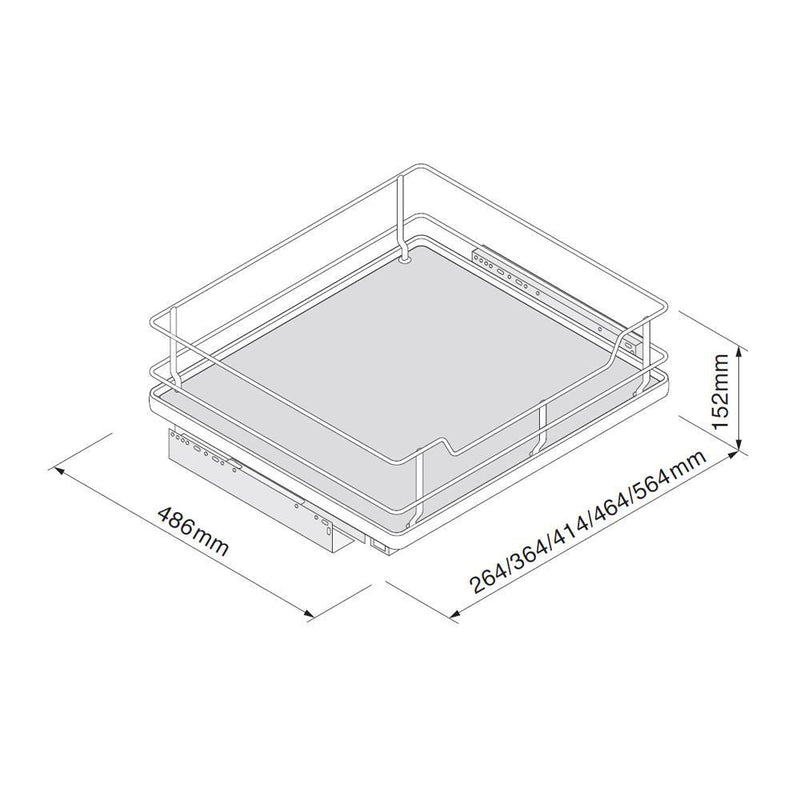 Innostor Plus, Individual Pull Out 5 Piece Larder Pack with Soft Close, To Suit 500mm Wide Base Cabinet, Chrome / Grey