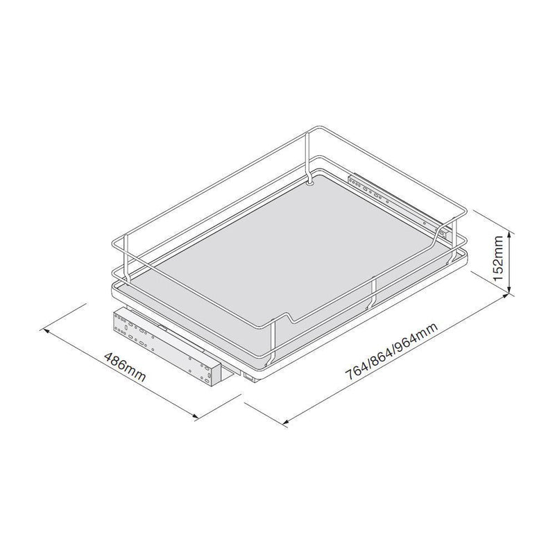 Innostor Plus, Individual Pull Out 5 Piece Larder Pack with Soft Close, To Suit 900mm Wide Base Cabinet, Chrome / Grey